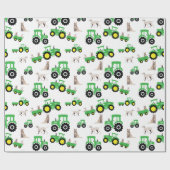 Boerderij Thema Tractor Cadeaupapier (Vlak)