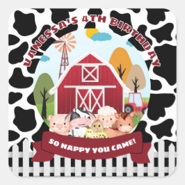 Boerderij thema Verjaardag Vierkante Sticker