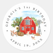 Boerderij Thema Verjaardagsfeest Dank Je Favoriet Ronde Sticker (Voorkant)