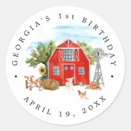 Boerderij Thema Verjaardagsfeest Dank Je Favorietj Ronde Sticker