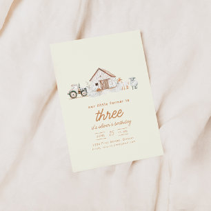 Boerderij Thema Verjaardagsfeest met Dieren Uitnod Kaart