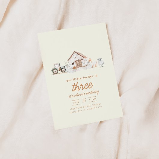 Boerderij Thema Verjaardagsfeest met Dieren Uitnod Kaart