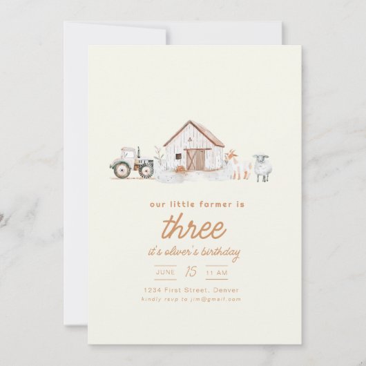 Boerderij Thema Verjaardagsfeest met Dieren Uitnod Kaart (Voorkant)