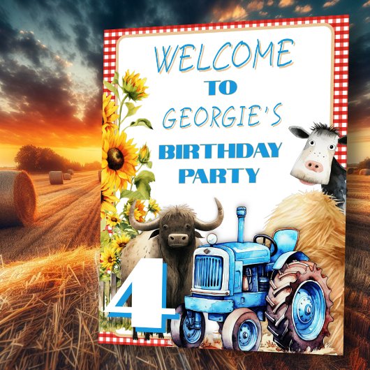 Boerderij thema verjaardagsfeest welkomstbord poster