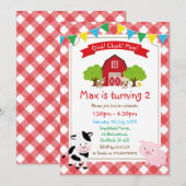 Boerderij thema verjaardagsfeestje uitnodiging (Voorkant / Achterkant)