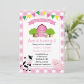 Boerderij thema verjaardagsfeestje uitnodiging (Staand voorkant)