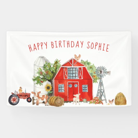 Boerderij thema verjaardagsfeestje welkomstbanner spandoek (Horizontaal)