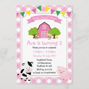 Boerderij thema verjaardagsfeestuitnodiging kaart