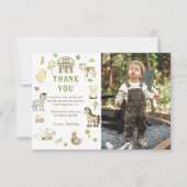 Boerderij thema verjaardagsfoto bedankkaart voor k (Voorkant)
