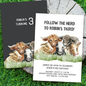 Boerderij Thema Volg de kudde 3e Verjaardag Kaart