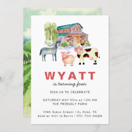 Boerderij Theme Birthday Party Invitation Kaart