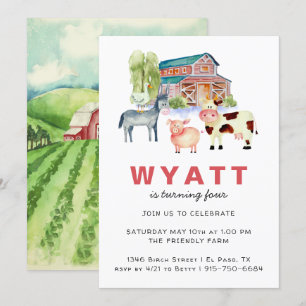 Boerderij Theme Birthday Party Invitation Kaart