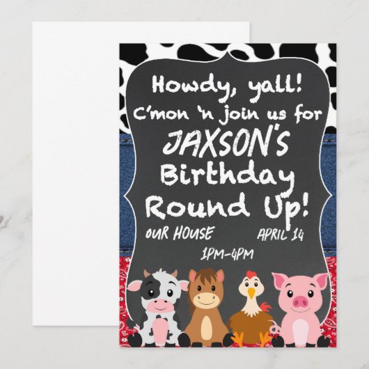 Boerderij Theme Birthday Uitnodiging (Voorkant / Achterkant)