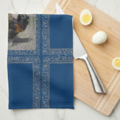 Boerderij Theme Rooster Dish Towel, blauwe achterg Theedoek (Quarter Fold)