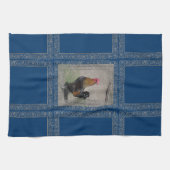 Boerderij Theme Rooster Dish Towel, blauwe achterg Theedoek (Horizontaal)