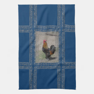 Boerderij Theme Rooster Dish Towel, blauwe achterg Theedoek