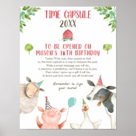 Boerderij Tijdscapsule Verjaardags Jongen Barnyard Poster