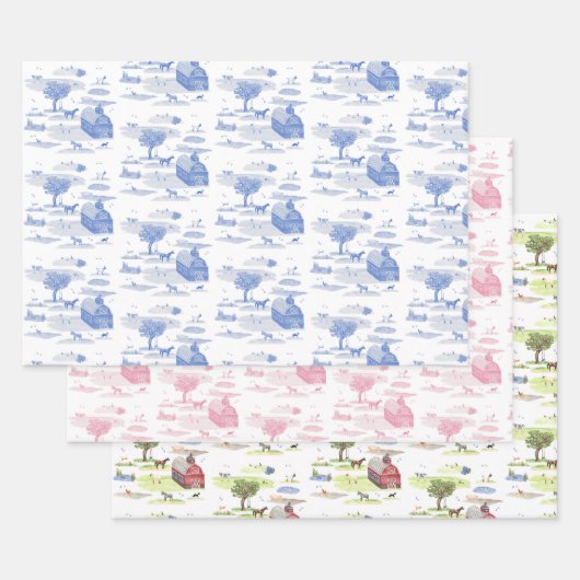 Boerderij toile inpakpapier vel (Set)