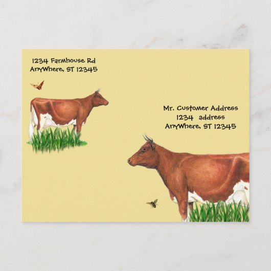 Boerderij Tour Invitation Guernsey Koe Uitnodiging Briefkaart (Achterkant)