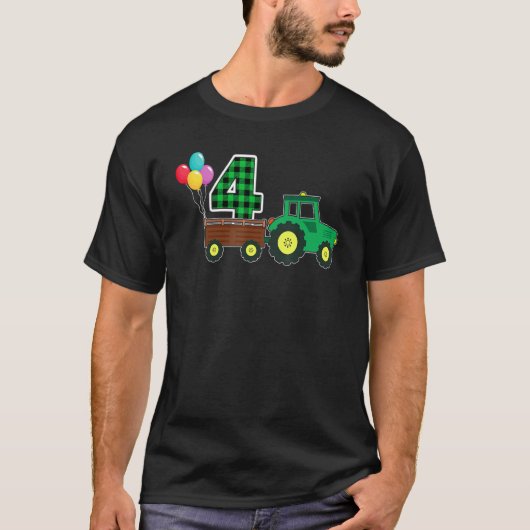 Boerderij Tractor 4e verjaardag vierde jaartal T-shirt (Voorkant)