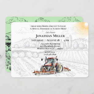  Boerderij Tractor Birthday Party Invitation Kaart