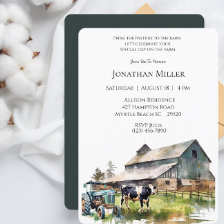 Boerderij Tractor Birthday Party Invitation Kaart