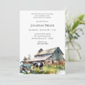  Boerderij Tractor Birthday Party Invitation Kaart (Staand voorkant)