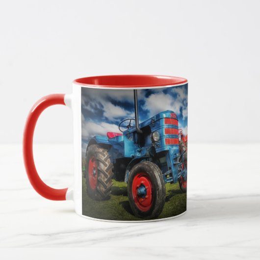 Boerderij Tractor Blue Red Farmer Rancher Cadeft Mok (Links)