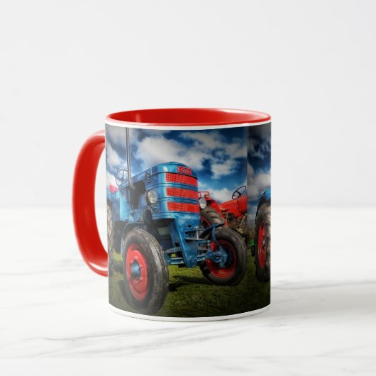 Boerderij Tractor Blue Red Farmer Rancher Cadeft Mok (Voorkant links)