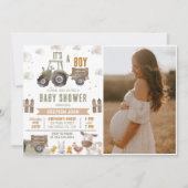 Boerderij Tractor Boy Baby shower Foto Kaart (Voorkant)