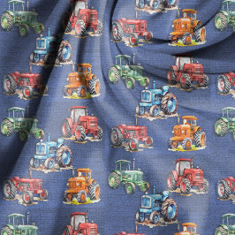 Boerderij Tractor Denim Blauwe Ontwerp Stof