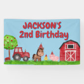 Boerderij Tractor Dieren 2e Verjaardag Spandoek (Horizontaal)