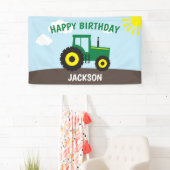 Boerderij Tractor Green and Yellow Birthday Spandoek (Insitu)