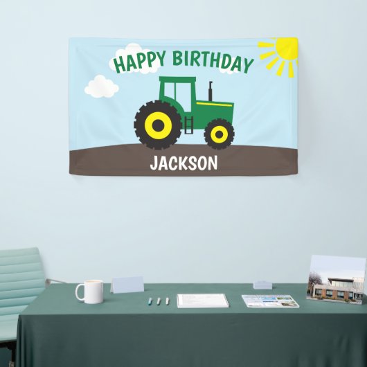 Boerderij Tractor Green and Yellow Birthday Spandoek (Beurs)