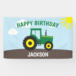 Boerderij Tractor Green and Yellow Birthday Spandoek