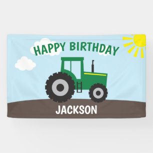 Boerderij Tractor Green en Yellow Birthday Banner