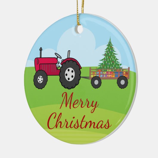 Boerderij Tractor-kerst Keramisch Ornament (Links)