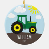 Boerderij tractor-Kinderen Keramisch Ornament (Achterkant)