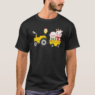 Boerderij Tractor Koe Schaap Kuiken Kerstmis Kerst T-shirt