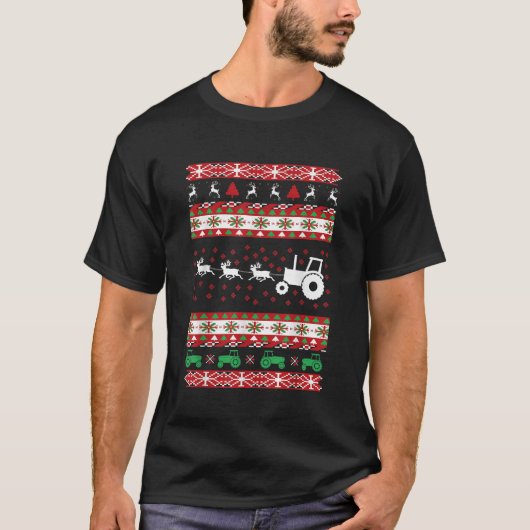 Boerderij Tractor Lelijke Kerstmis T-shirt (Voorkant)