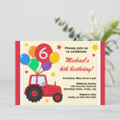 Boerderij tractor met ballonnen op verjaardagsfees kaart (Staand voorkant)