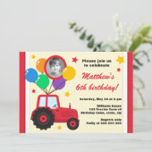 Boerderij tractor met ballonnen voor kinderen verj kaart (Staand voorkant)