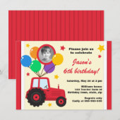 Boerderij tractor met ballonnen voor kinderen verj kaart (Voorkant / Achterkant)