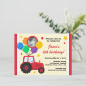 Boerderij tractor met ballonnen voor kinderen verj kaart (Staand voorkant)