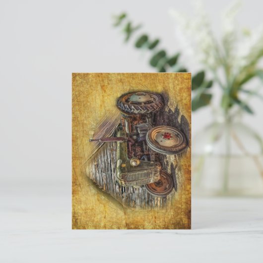 Boerderij tractor Old Barn Shed Briefkaart (Staand voorkant)