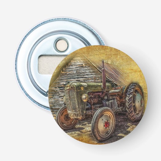  Boerderij tractor Old Barn Shed Button Flesopener (Voorkant)