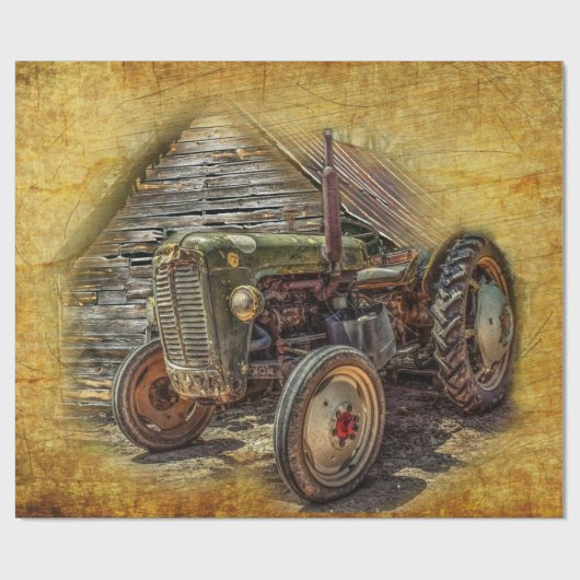  Boerderij tractor Old Barn Shed Cadeaupapier (Vlak)