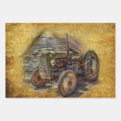 Boerderij tractor Old Barn Shed Inpakpapier Vel (Voorkant 3)