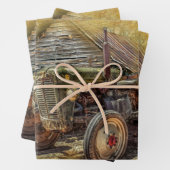 Boerderij tractor Old Barn Shed Inpakpapier Vel (In situ)