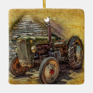 Boerderij tractor Old Barn Shed Keramisch Ornament